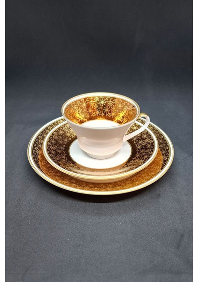 Çay Fincanı 3 Parça 210 Ml Doğu Alman Yapımı Altın-beyaz