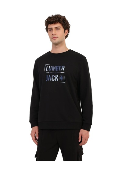Lumberjack Ola 16id26-1 0 Yaka Erkek Sweat - Siyah