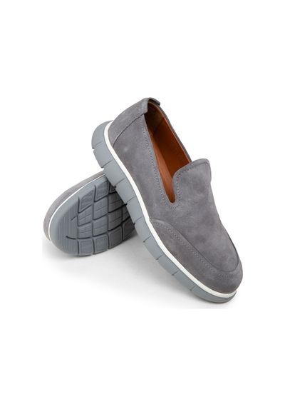 Deery Erkek Hakiki Süet Gri Loafer Ayakkabı - 02044mgrıe01