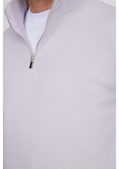 Tudors Unisex Relax Fit Rahat Kesim Pamuklu İçi Polarlı Yarım Fermuarlı Lila Dik Yaka Sweatshirt-35173 Lila Tudors Unisex Relax Fit Rahat Kesim Pamuklu İçi Polarlı Yarım Fermuarlı Lila Dik Yaka Sweatshirt-35173 Lila