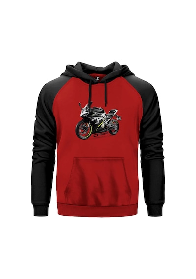 Cfmoto 250sr And Text Kırmızı Renk Reglan Kol Sweatshirt Kapşonlu