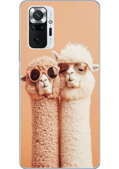 Redmi Note 10 Pro Uyumlu Sevgili Lamalar Baskılı Silikon Kılıf Renkli