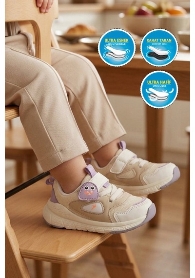 Cool Lila Cırtlı Desenli Anatomik Bebek Spor Ayakkabı Sneaker Dorian İa