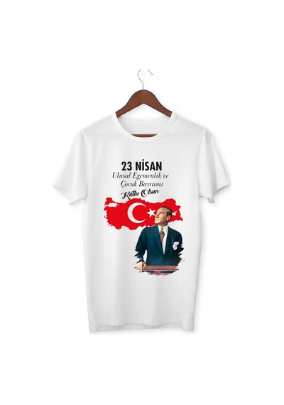 Alpşan Ticaret 23 Nisan Atatürk Baskılı Çocuk Yetişkin Tshirt 23 Nisan T-shirt 31 Beyaz