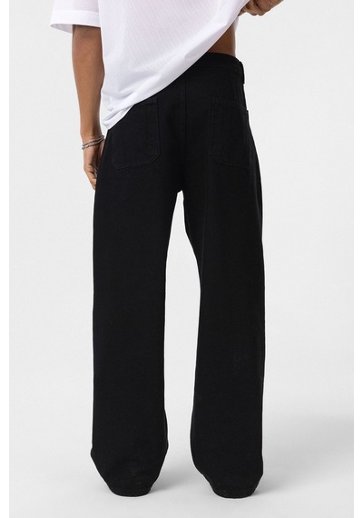 Vamos Cep Detaylı Baggy Fit Jean Siyah
