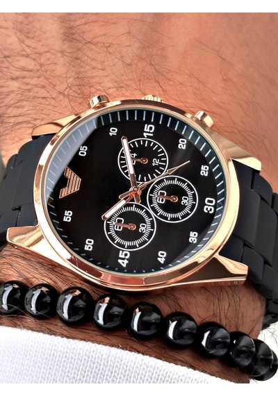 Premium Tasarım Silikon Kordon Exclusive Serisi Metal Kasa Erkek Kol Saati-bileklik Hediyeli Metalik