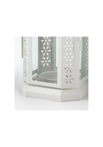 Enrum Beyaz Dekoratif Fener, 22 Cm, Mum Işığı İçin