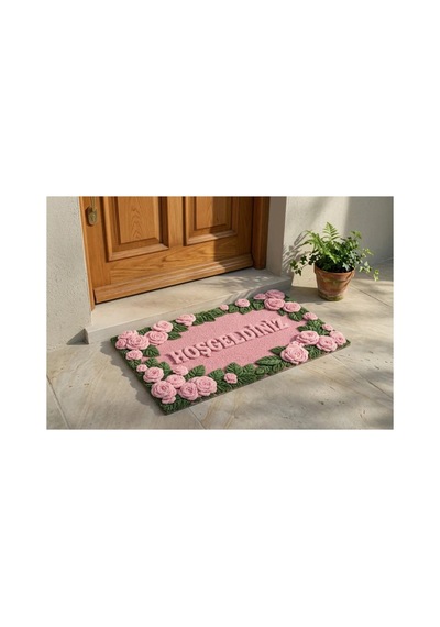 Kapı Paspas Dekor Kapı Önü Paspas Kaymaz Taban Yıkanabilir Pembe - 933525352 Pembe