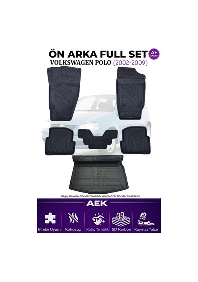 Volkswagen Polo 2002-2008 5d Karbon Paspas Takımı +3d Pvc Bagaj H