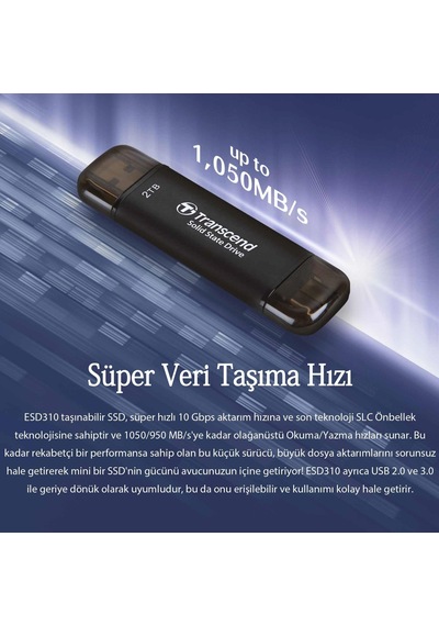 Transcend TS1TESD310C 1 TB External SSD USB Type C/A Taşınabilir Disk