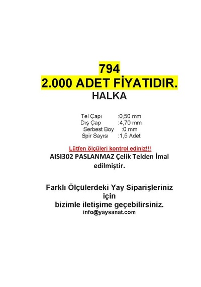 Halka 0,50x4,70mm Spir 1,5 Adet