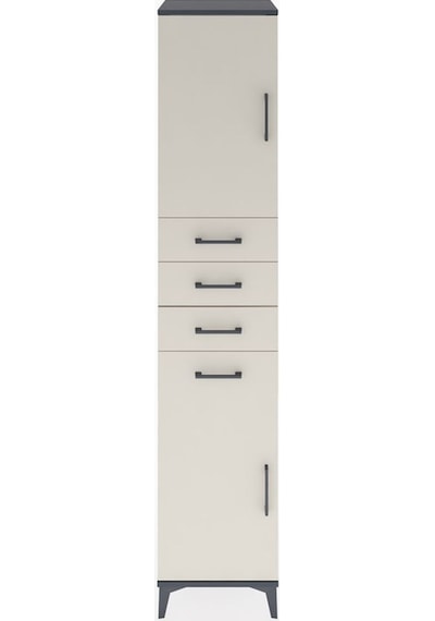 Hyperion Dolap 3 Raflı 4 Çekmeceli 2 Kapaklı 44x44x221 Antras... Antrasit