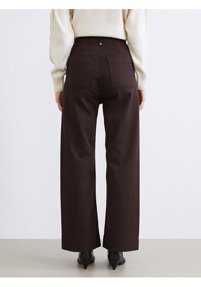 Lcw Modest Kahverengi Dar Fit Geniş Paça Kadın Pantolon