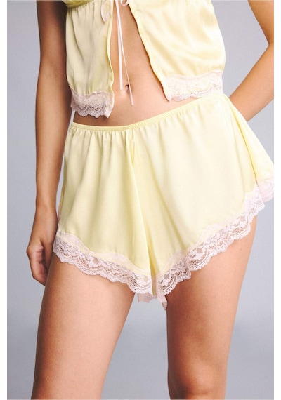 Defacto Dantelli Şort Pijama Altı H1353ax26smyl83 Sarı-yl83