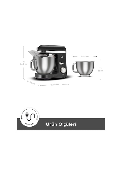 Karaca Mastermaid Chef Pro 1750 W Çift Kollu Stand Mikser