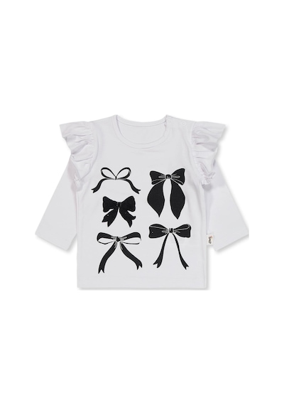 Civil Baby Fiyonk Baskılı 6-18 Ay Takım - Beyaz Beyaz-siyah