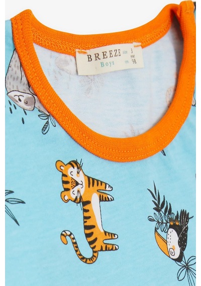 Breeze Girls & Boys Erkek Bebek Pijama Takımı Hayvanlar Alemi Temalı 9 Ay-3 Yaş, Bebe Mavisi-bebe Mavisi Bebe Mavisi