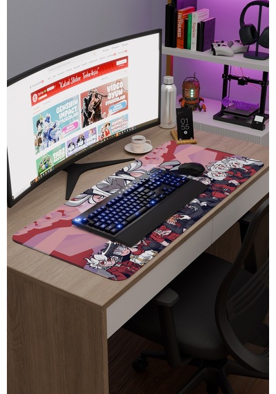 Helltaker Kaymaz Dikişli Kauçuk Oyuncu Mousepad V1 - 90x40 Xxl Gaming Mouse Pad Fare Altlığı
