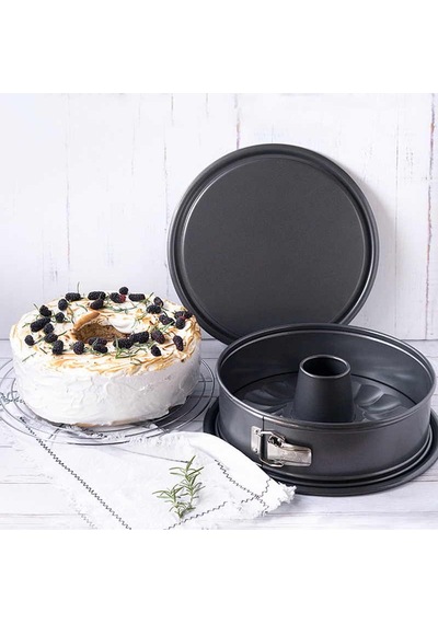 Kek Kalıbı Çift Tabanlı Kelepçeli Set Siyah 24 Cm 2 Parça