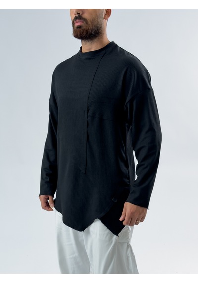 Cocopelli Asimetrik Dikişli Siyah Erkek Sweatshirt Coc3455