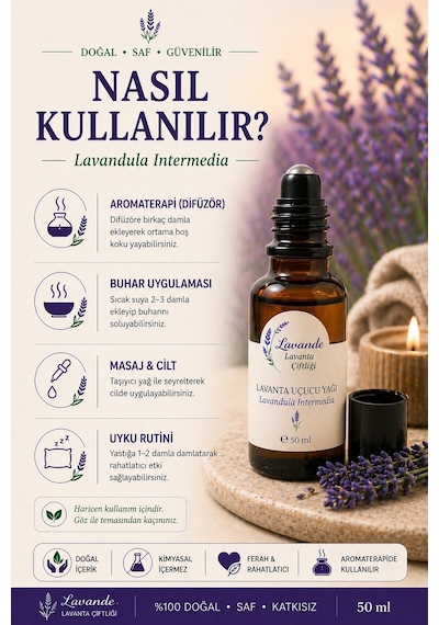 Lavande Lavanta Çiftliği Lavanta Yağı L.intermedia Rollon 50 ML
