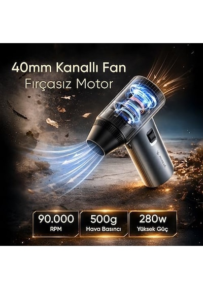 G500 Hyperwind Turbo Jet Fan Hava Üfleyici - Turbo Modda 500 Gram Hava Üfleme Gücü - Ultra Güçlü Hava Basıncı -taşıma Torbalı Ve Ekstra Nozullu