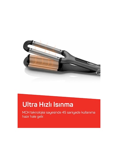 Arzum AR5079 Trendcare Seramik Saç Maşası 16 mm, 9 Kademeli Isı Ayarlı Wag Maşa, Antrasit
