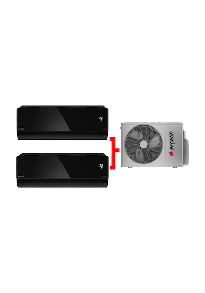 Arçelik 18100 MD Pro Dış Ünite 9.000 Btu Siyah + 18.000 Btu Siyah Iç Üniteler 1+2 Multi Sistem Klima