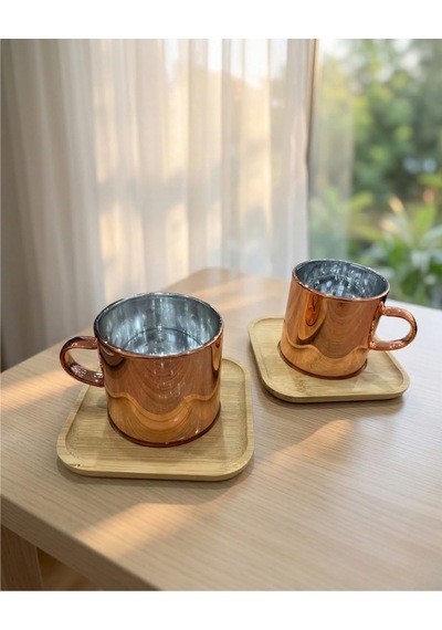 Borosilikat Cam Fincan Seti, 2 Parça, Bambu Altlıklı, Isıya Dayanıklı, Şeffaf, Kahve Ve Çay İçin Diğer