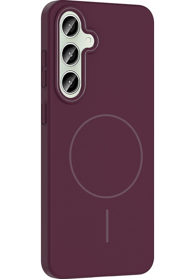 Galaxy S24 Fe Uyumlu Kılıf Magsafe Şarj Özellikli Zore Ruby Silikon Kapak - Mürdüm Şeffaf