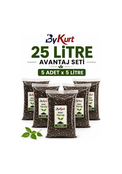 Bitki Toprağı 25 Litre 5x5 Litre Avantaj Seti Bykurt Hazır Karışım Torf Saksı Çiçek Ve Bahçe Toprağı 25 L