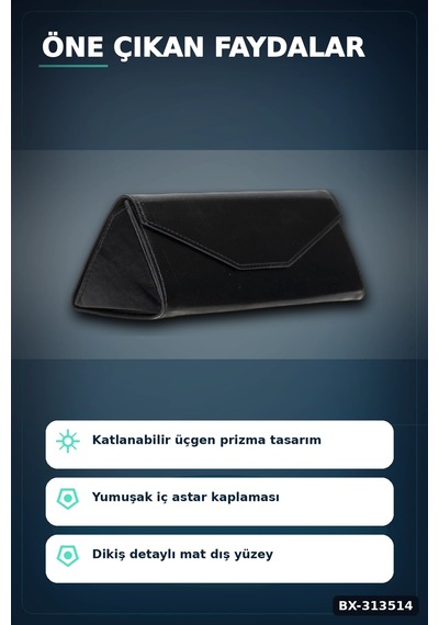 El Işi Hakiki Deri Siyah Gözlük Kılıfı 15.5x6 Cm Erkek Kadın Bx-313514