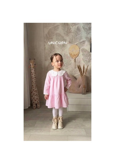 Unicornkids Keten Pembe Elbise Pembe Pembe