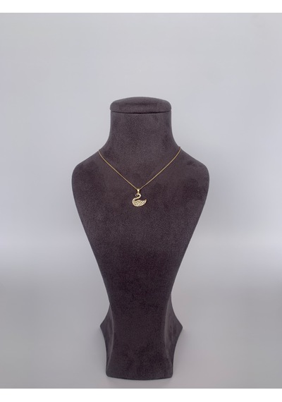 Kuğu Kolye Minimalist Kristal Taşlı Gümüş Renk Çelik Kolye Altın