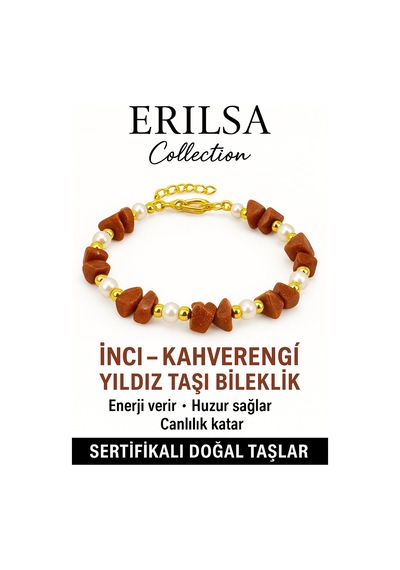 Sertifikalı Kırık Taşlı Model İnci Kahverengi Yıldız Taşı Bilek Çok Renkli