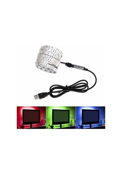 1 Metre Tv Arkası Rgb Usb Şerit Led Aydınlatma Lcd Led Monitör Arka Işık