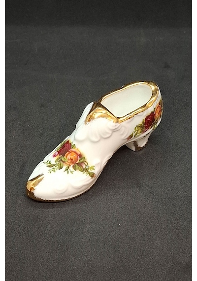 Old Country Roses Bone China Porselen Antika Minyatür Ayakkabı Kase 11 Cm X 3 Cm Yeşil