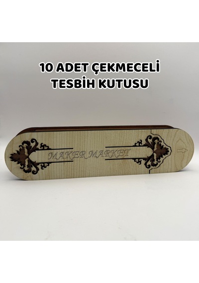10 Adet Çekmeceli Tesbih Kutusu - Akasya Model-743 04