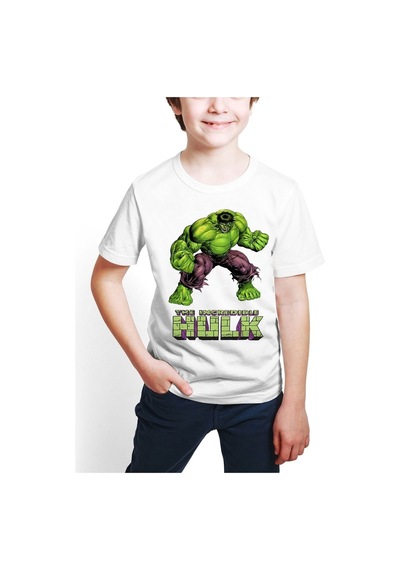 Startmore Marvel Inanılmaz Hulk Dijital Baskılı Çocuk Tişört D04 Beyaz