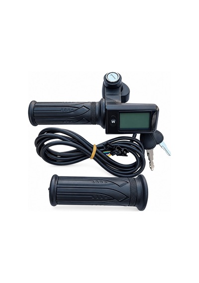 Gaz Kolu Lcd Ekran + Kontak Özellikli Kare Ekran - Ebike Ve Fatbike Siyah