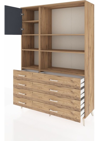 Hyperion Dolap 7 Raflı 8 Çekmeceli Tek Kapaklı 132x44x195 Çam-antrasit/çam Antrasıt/atlas Çam - Atlas Çam Hyperion Dolap 7 Raflı 8 Çekmeceli Tek Kapaklı 132x44x195 Çam-antrasit/çam Antrasıt/atlas Çam - Atlas Çam