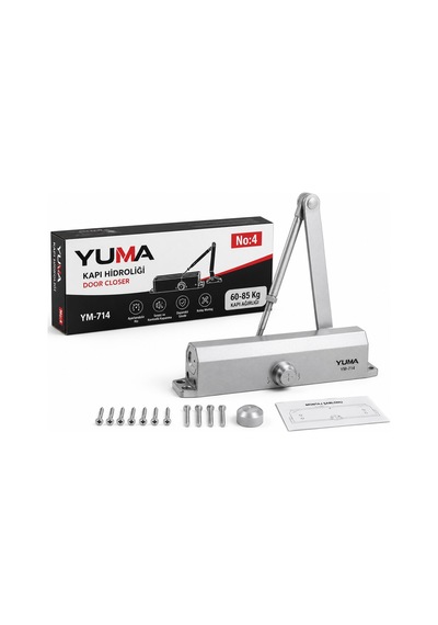 Yuma Ym-714 No:4 Hidrolik Kapı Kapatıcı 60-85 Kg Ayarlanabilir Sessiz Kapı Hidroliği Ağır Hizmet Tipi 1 Adet Kapı Hidroliği