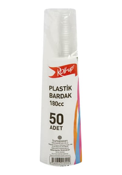 Roll-up Plastik Şeffaf Bardak Şeffaf 50'li 180 Cc 4 Adet Çok Renkli