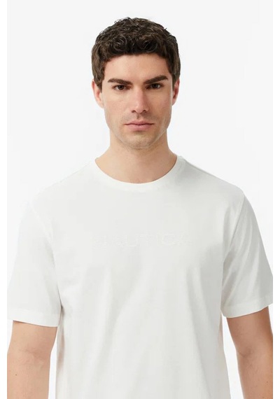 Nautica Erkek Beyaz Regular Fit Baskılı T-shirt-14591