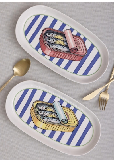 The Mia Palma Oval Servis Tabağı 2li 29 Cm Çok Renkli