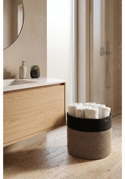Villadia Home Textile Hasır Sepet Çok Amaçlı Çamaşır Oyuncak Battaniye Kıyafet Depolama Sepeti Dekoratif Organizer 3002sepet