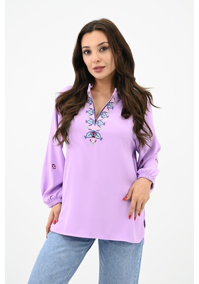 Koza Butik Kadın Nakış Detaylı Uzun Kollu Bluz 1715-24 001