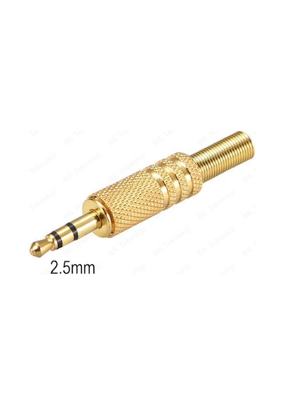 2.5mm Stereo Erkek Jak Lehim Konektörü Altın Kaplama