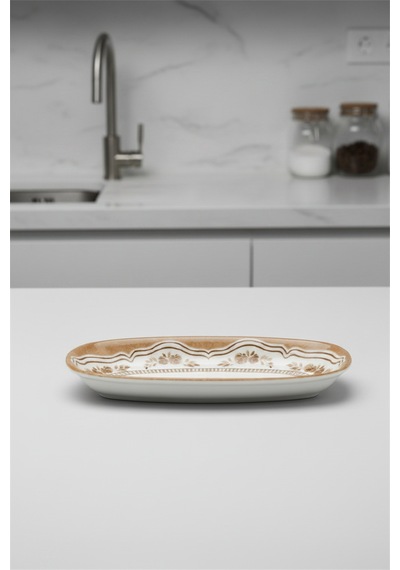 12'li Valencia Oval Kayık Tabak 19cm Dijital Salda Rinart Krem