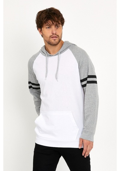 Kapşonlu Kol Baskılı Unisex Sweatshirt